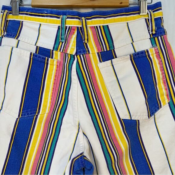 SoStanza Contemporary Apparel Vintage Shorts Women Size 9/10 White Multi Stripe - Picture 10 of 10